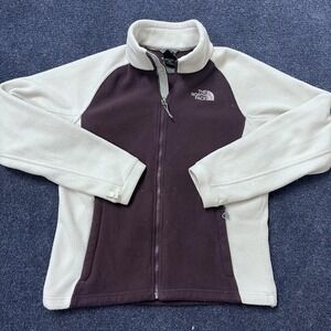 The North Face Fleece Jacket Womens Medium Purple Cream Two Tone Full Zip Logo